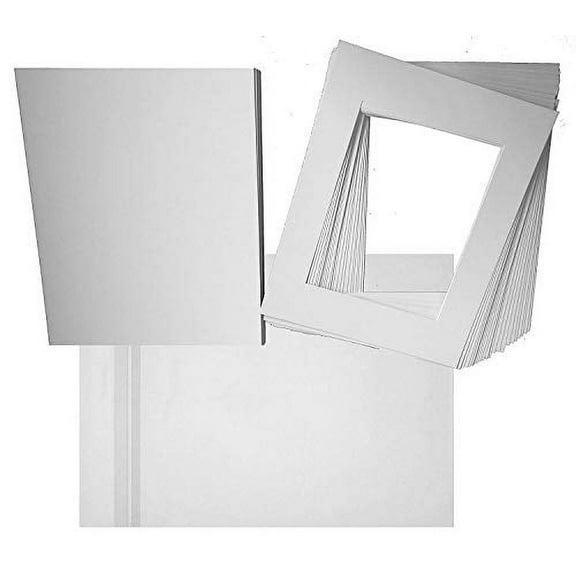 Studio 500 Pack of 25 White Pre-Cut Picture Mat 5x7 inches for 4x6 Photo White Core Bevel Cut Mattes Sets + Backing Board + Clear Plastic Bags (Pack of 25 White 5x7 Complete Set)