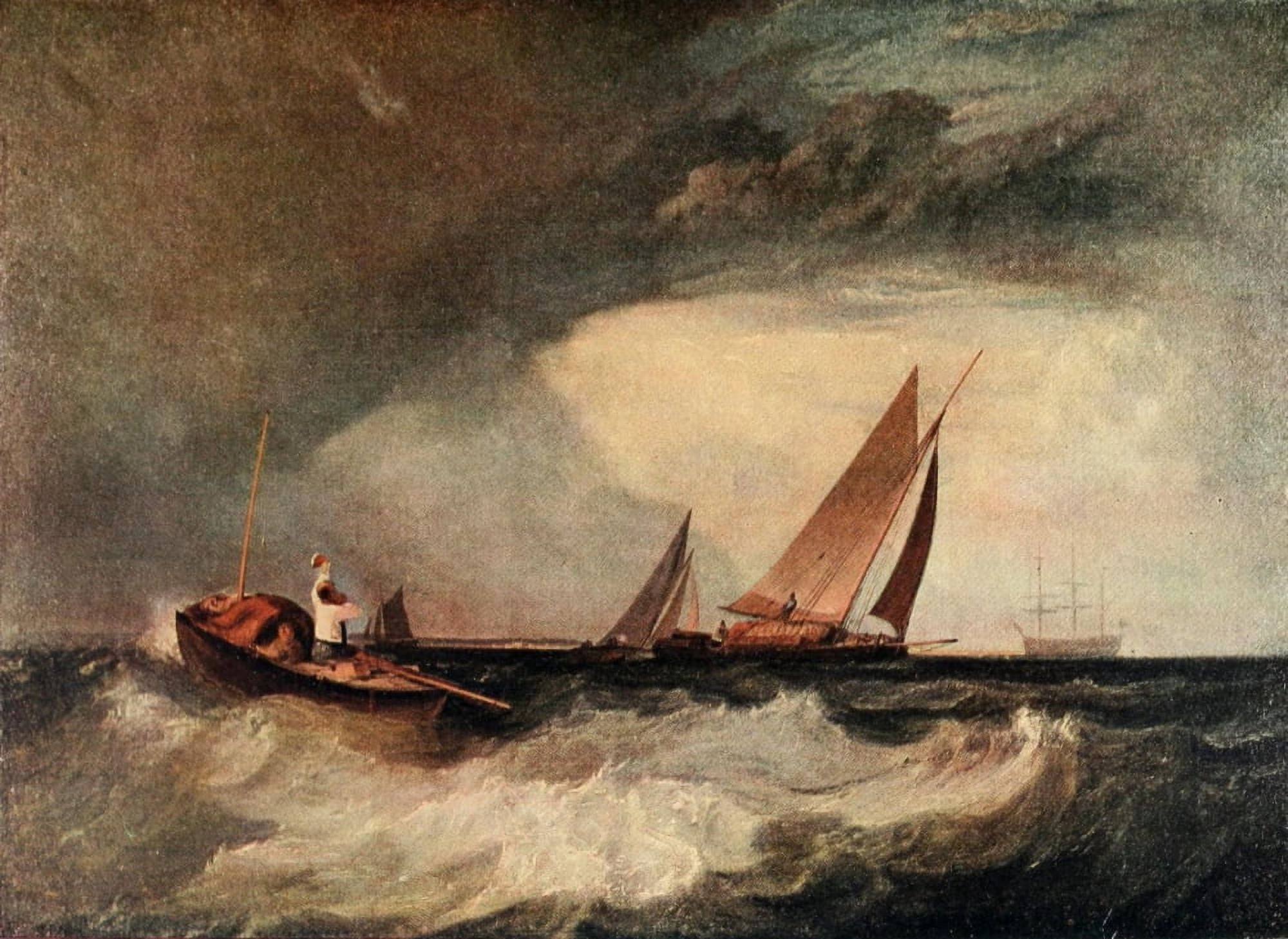 Studio 55 1912 Shoeburyness fishermen hailing a Whitstable Hoy Canvas Art - JMW Turner (24 x 36)