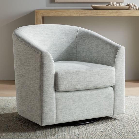 Studio 55D Barrel 30 3/4" Wide Gray Fabric Swivel Chair