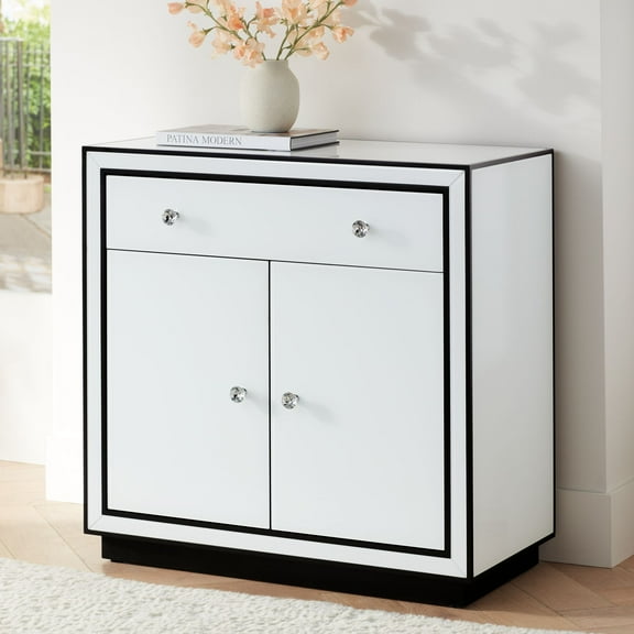 Studio 55D Biscaya 31 1/2" White Reverse Painted Glass Accent Chest