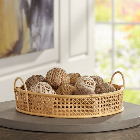 Studio 55D Cayuga Matte Natural Bamboo Round Decorative Tray