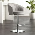 thumbnail image 1 of Studio 55D Chrome Swivel Bar Stool 31" High Modern Gray Faux Leather Tufted Cushion with Backrest Footrest Kitchen Counter Island, 1 of 9