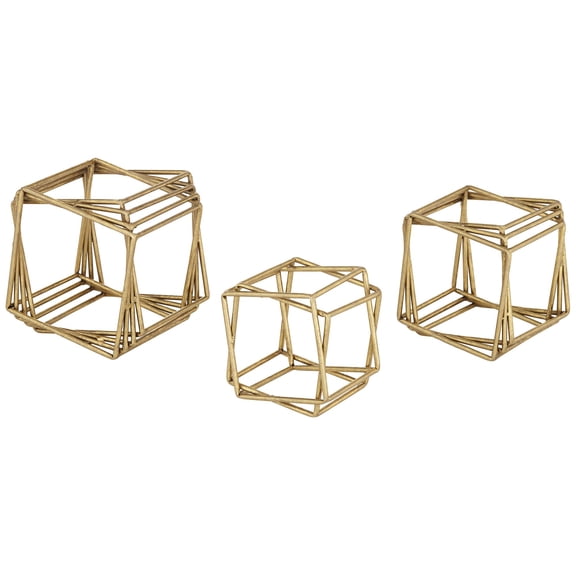 Studio 55D Crenshaw Gold Metal Cube Decorative Objects Set of 3
