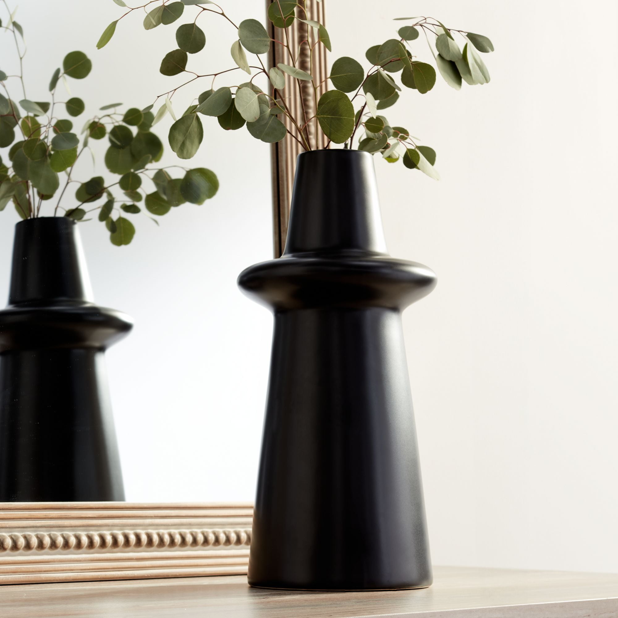 Modern Matte Black Ceramic 21" Decorative Table Vase