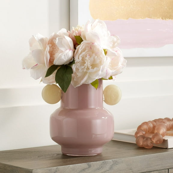 Studio 55D Delvin 8 1/2" High Pink and Yellow Glass Decorative Vase