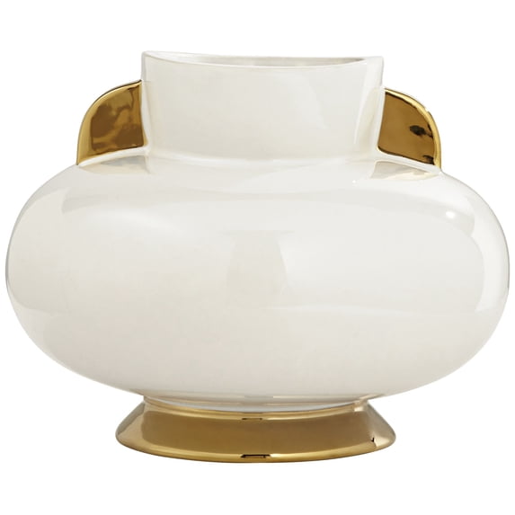Studio 55D Empress 10 1/2" Wide White Ceramic Vase with Handles