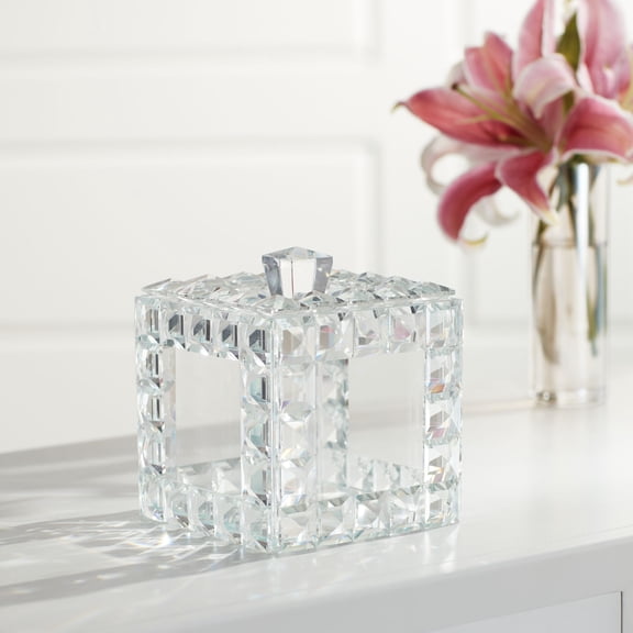 Studio 55D Katrina Clear Crystal and Glass Jewelry Box with Lid