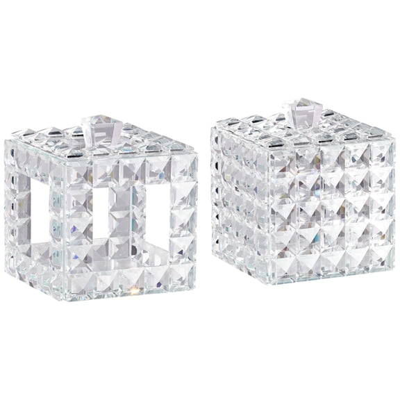 Studio 55D Katrina Faceted Clear Crystal Jewelry Boxes Set of 2