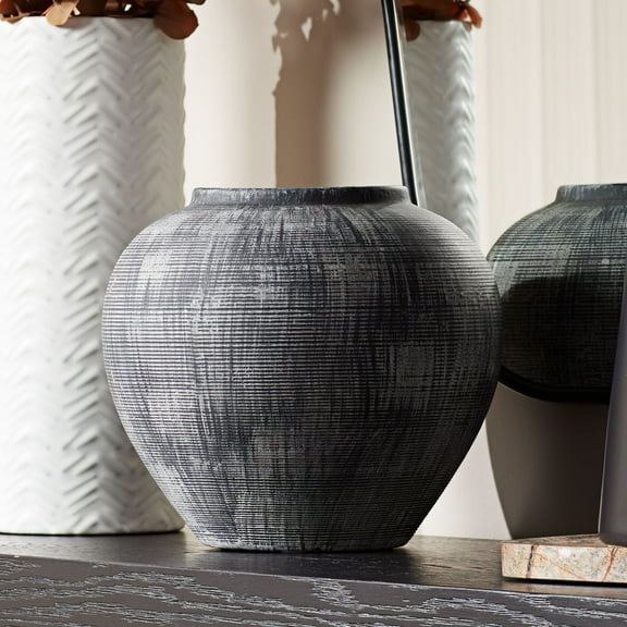 Studio 55D McGinn 9" Wide Rough Antique Black Decorative Vase