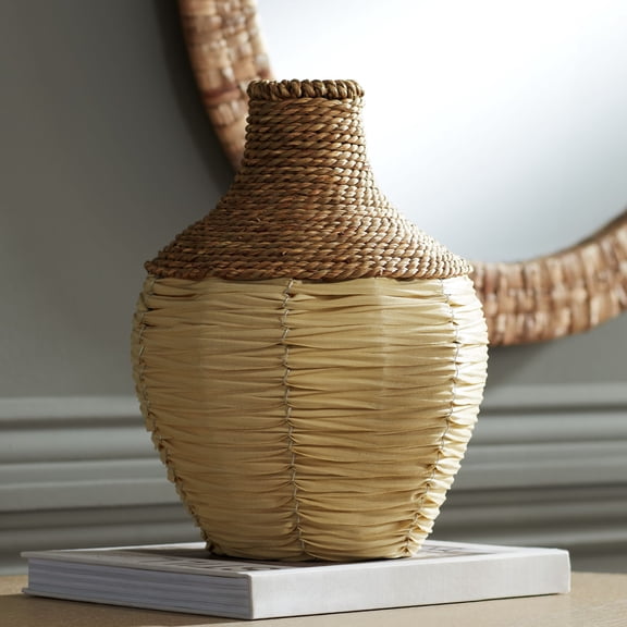 Studio 55D Nile 12 1/2" High Natural Seagrass Rattan Decorative Vase
