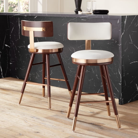 Studio 55D Parker 27 3/4" White Leather Counter Stools Set of 2