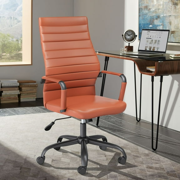 Studio 55D Primero Orange Faux Leather Adjustable Office Chair