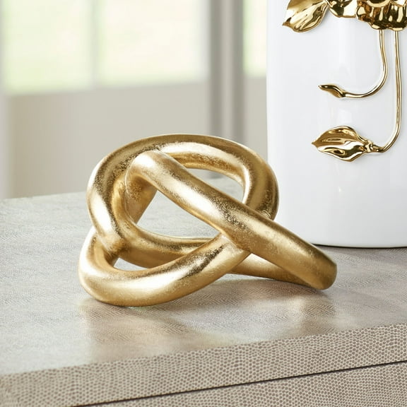 Studio 55D Squiggly II 6 1/2" High Shiny Gold-Leaf Chain Sculpture