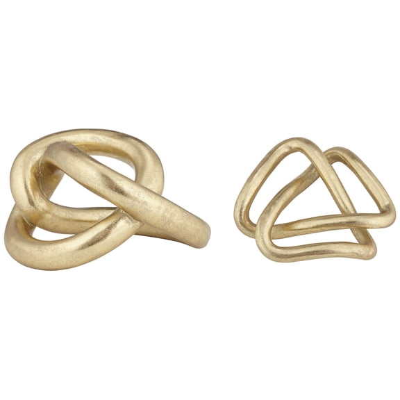 Studio 55D Squiggly Shiny Gold Leaf 2-Piece Chain Sculpture Set