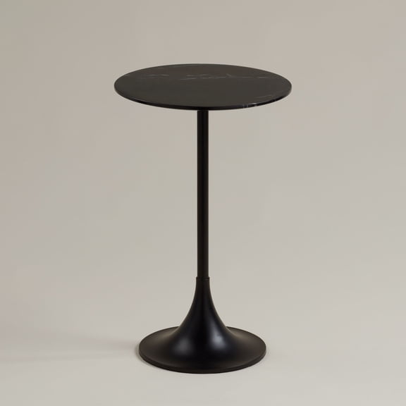 Studio 55D Studio 55 Mesita 24" End Table Black Marble Top with Black Finish Base