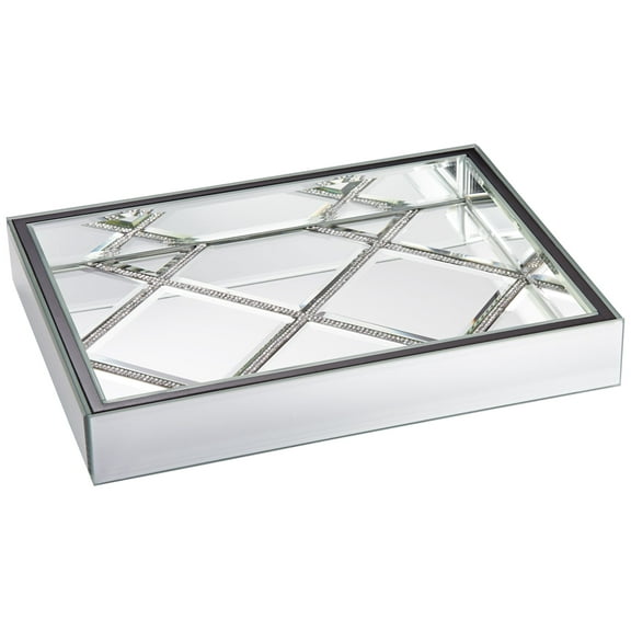 Studio 55D Suprema 10 1/2" Wide Rhinestone Square Mirrored Tray