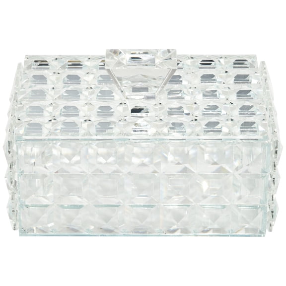 Studio 55D Tuli 6 1/2"W Clear Glass Rectangular Jewelry Box with Lid