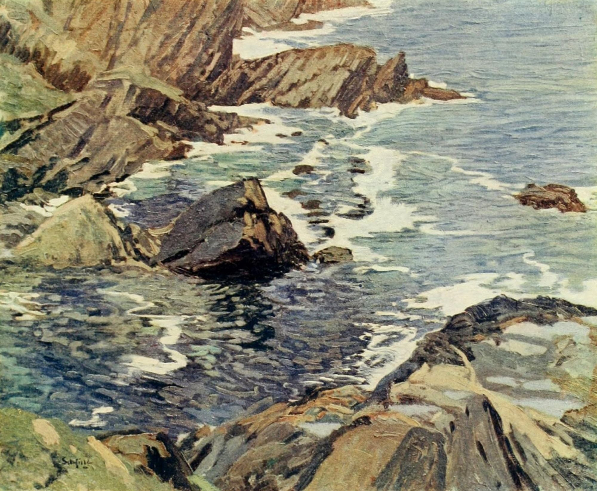 Studio 57 1912 A Cornish cove Canvas Art - Walter Elmer Schofield (18 x 24)