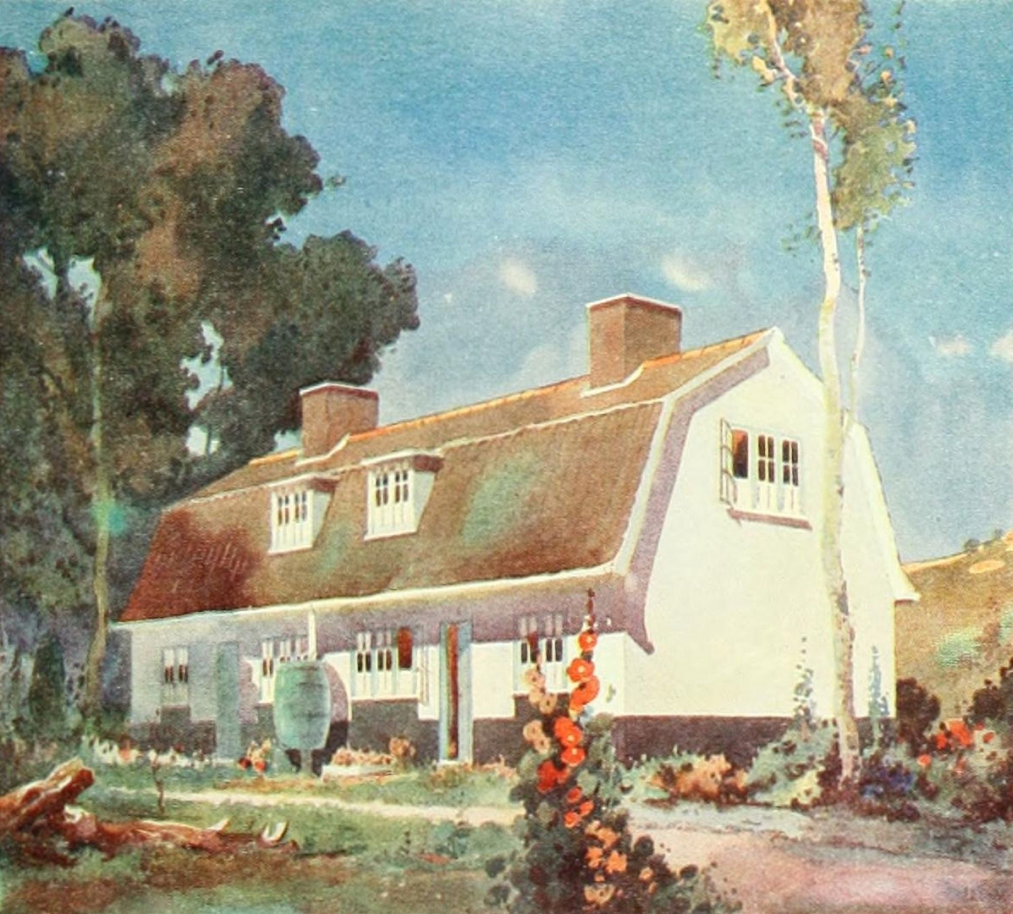 Studio 68 1916 Rural cottage nr Chelmsford Canvas Art - Arnold Mitchell (18 x 24)