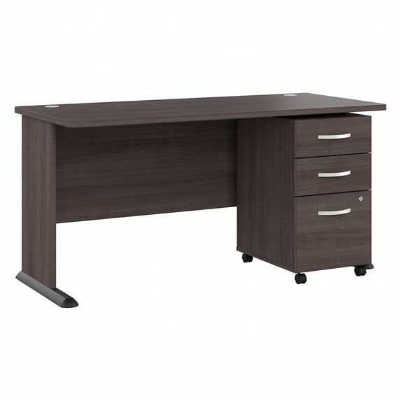 Studio A 60W Computer Desk with Drawers in Storm Gray - Engineered Wood