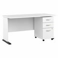 thumbnail image 1 of Bush® Business Furniture Studio A 60"W Computer Desk With 3-Drawer Mobile File Cabinet, White, Standard Delivery, 1 of 7