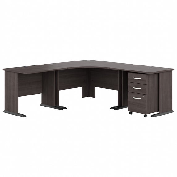 Studio A 83W Large Corner Desk with Drawers in Storm Gray - Engineered Wood