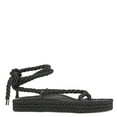 thumbnail image 1 of Studio Amelia Ladies Black Tether Rope Ankle-Wrap Flat Sandals, Brand Size 36 ( US Size 6 ), 1 of 1