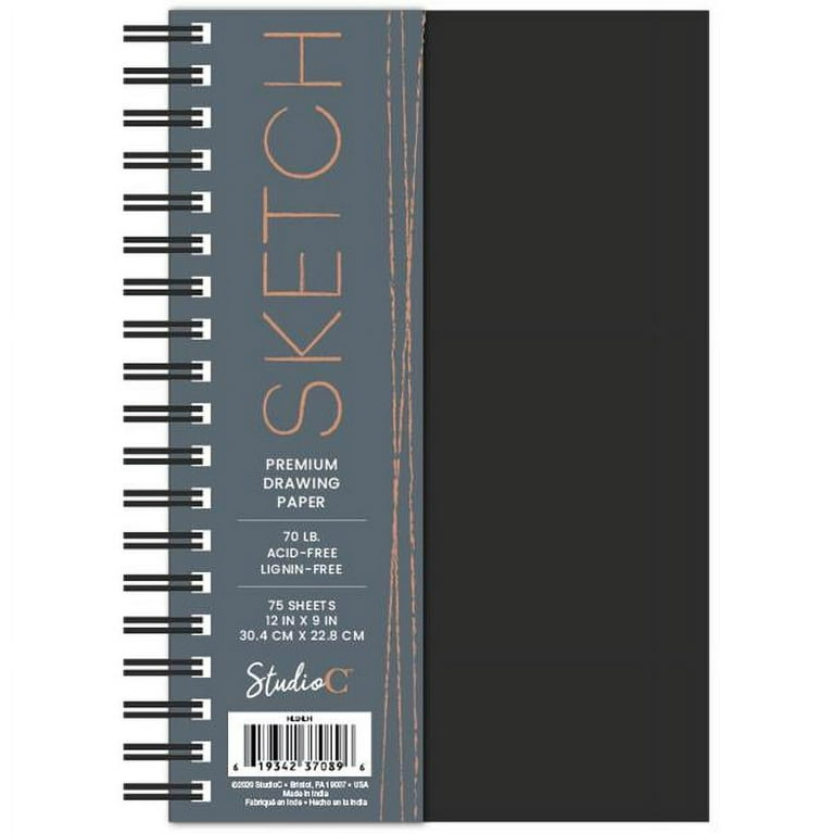 Studio C 2353839 Premium Sketch Book, Black - 75 Sheets - Case of 12 - Pack of 12