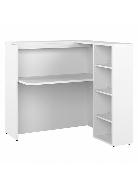 Studio C 48W Privacy Desk with Shelves in White - Engineered Wood