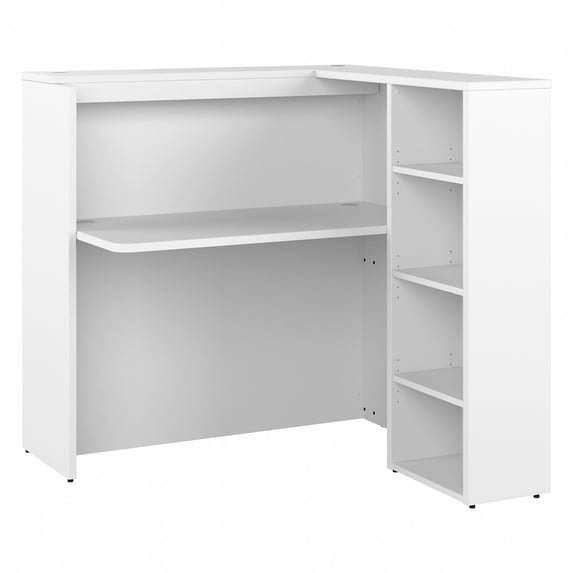 Studio C 48W Reception Desk with Shelves in White - Engineered Wood