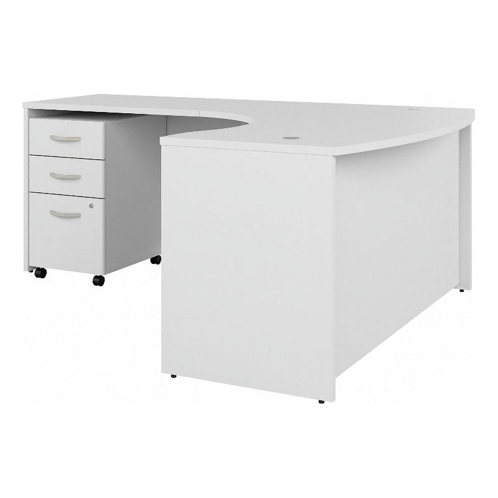 Studio C 60W Left Hand L Bow Desk with Drawers in White