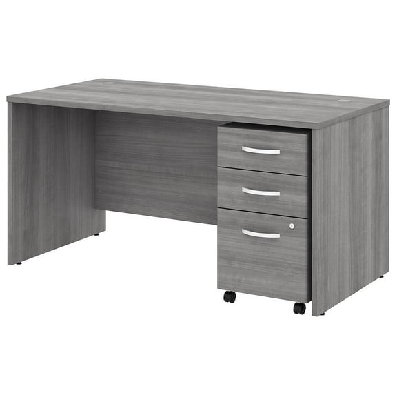 Studio C 60W x 30D Office Desk with Mobile File Cabinet in Gray -Engineered Wood