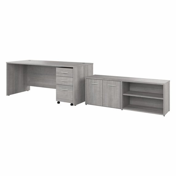 Studio C 72W Desk with Storage and Drawers in Platinum Gray - Engineered Wood