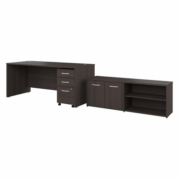 Studio C 72W Office Desk with Return and Drawers in Storm Gray - Engineered Wood