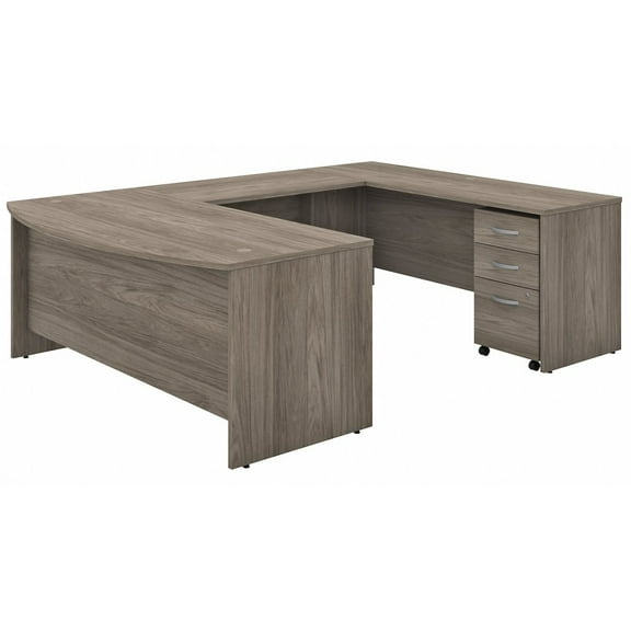 Studio C 72W U Shaped Desk with Drawers in Modern Hickory - Engineered Wood
