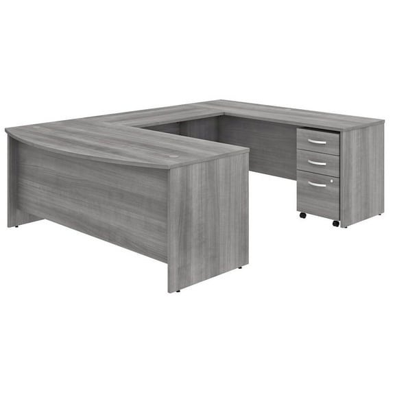 Studio C 72W U Shaped Desk with Mobile File Cabinet in Gray - Engineered Wood
