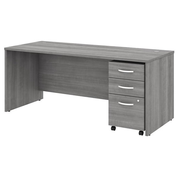 Studio C 72W x 30D Office Desk with Mobile File in Gray - Engineered Wood