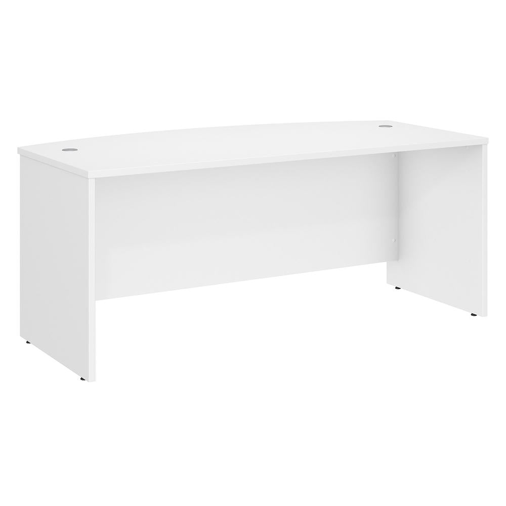 Transitional White 72" Home Office Desk with Cable Management