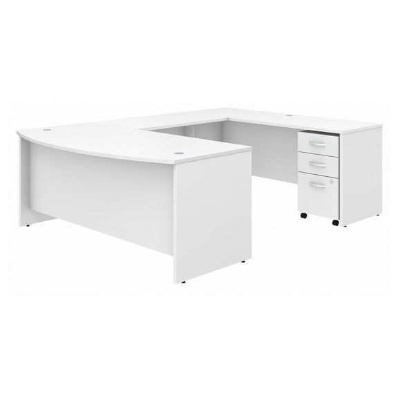 Studio C 72W x 36D U Shaped Desk with Drawers in White - Engineered Wood