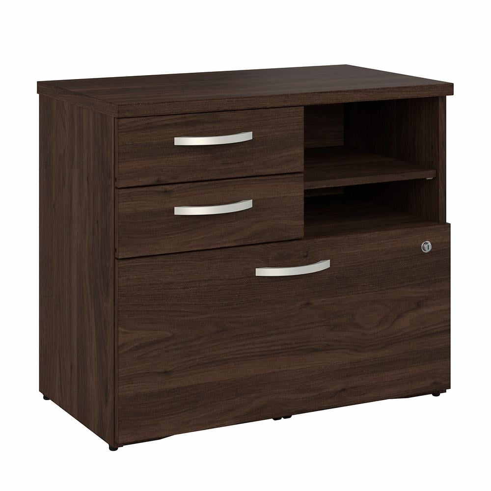 Studio C Black Walnut Lateral Office Storage Cabinet with Lockable Drawers