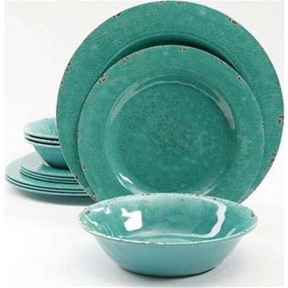 Studio California Melamine Dinnerware Set, Green - 12 Piece