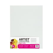 Studio Canvas Panel, 100% Cotton Acid Free White Canvas, 9"x12", 6 Pieces, Academic Canvas, Great Chioce for Beginners and Hobbyists of All Skill Levels.