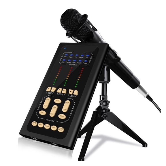 Studio Condenser Microphone & USB Sound Card Voice Changer Mixer Interface Sound Board For Computer PC Singing Recording