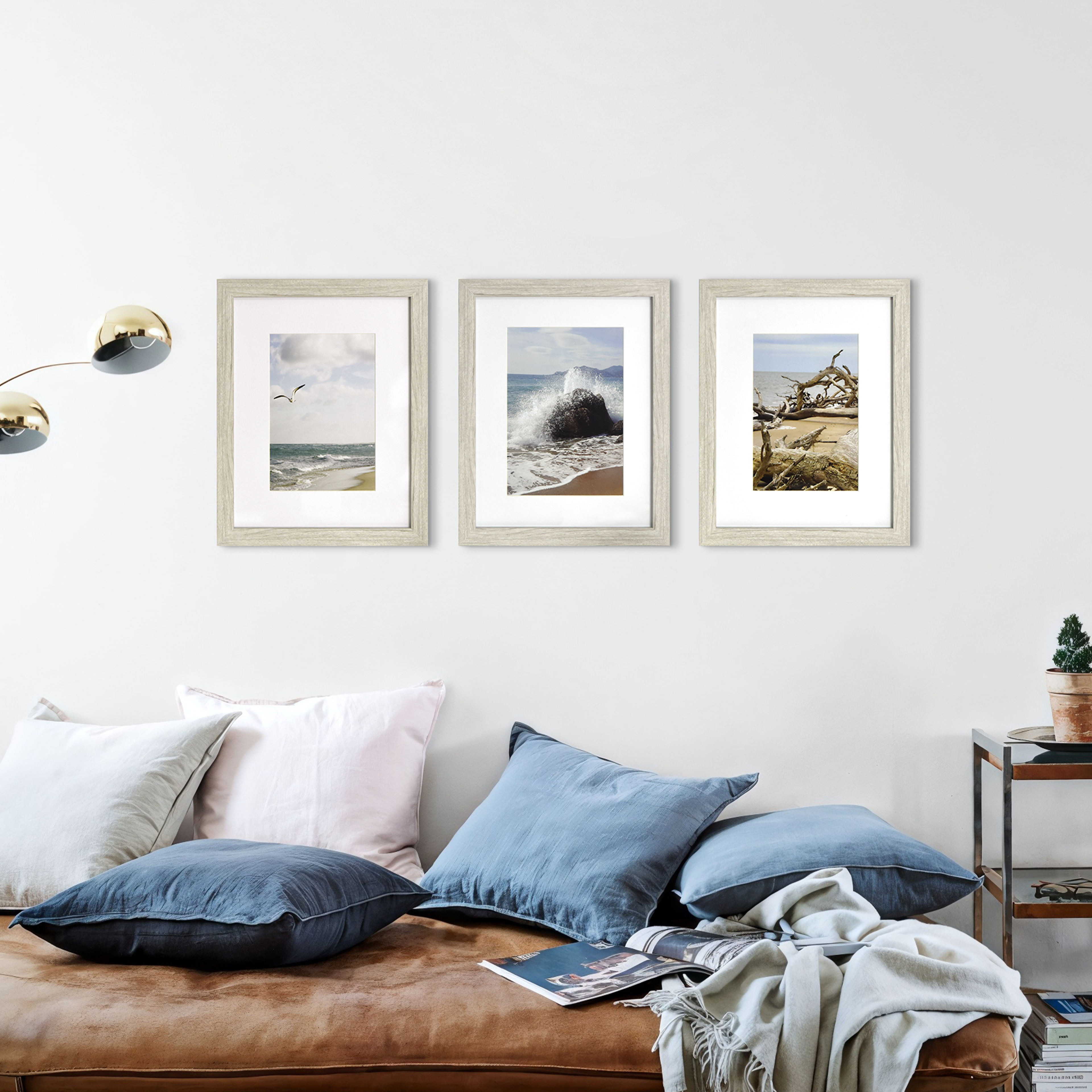 Frame Set Gray Studio Décor 3 Pack Gallery Graywash Frame with Mat – Rustic Wall Photo ...