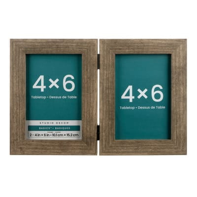 Studio Dcor Basics 2-Opening Hinged Frame Dual Photo Display - Gray Finish - Fits Two 4" x 6" Photos - 1 Pack