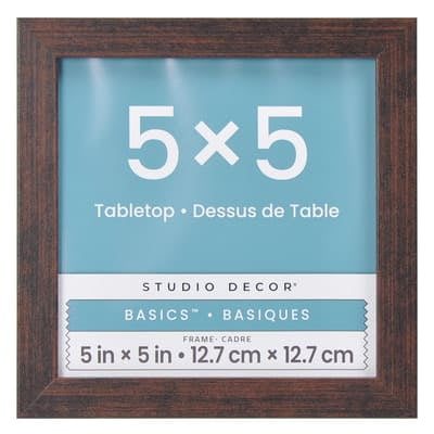 Studio Decor Basics Woodgrain Tabletop Linear Frame – Modern Photo Frame with Mat - Multi-Color Woodgrain Finish - 5" x 5" Display - 1 Pack