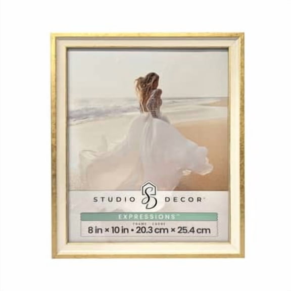 Studio Decor Expressions Cream & Gold Leaf Frame – Elegant Tabletop and Wall Photo Frame - Dual-Tone Finish - 8" x 10" Display - 1 Pack