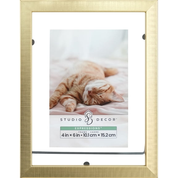 Studio Dcor Expressions Gold Tabletop Float Frame  Modern Photo Display - Metallic Gold Finish - 4" x 6" - 1 Pack