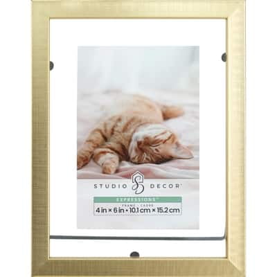Studio Décor Expressions Gold Tabletop Float Frame – Modern Photo Display - Metallic Gold Finish - 4" x 6" - 1 Pack