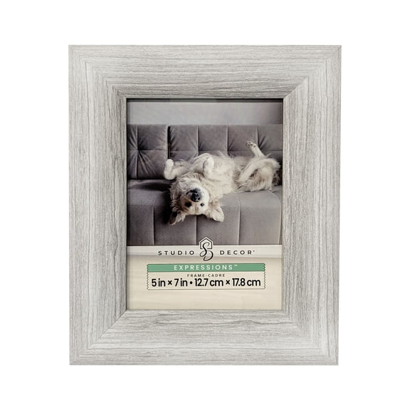 Studio Decor Expressions Gray Briar Frame - Modern Tabletop & Wall Photo Frame, Neutral Gray Finish, 5" x 7" Display, 1 Pack